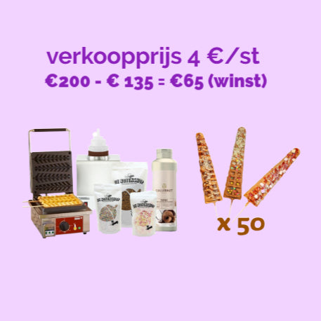 Verkoopset 50 Lolly Wafels (incl. toppings)