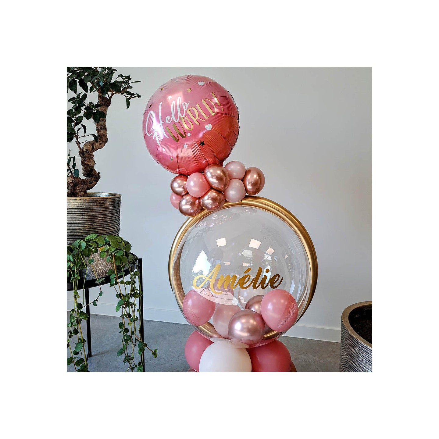 Maatwerk ballondecoratie Pensioen bubble gepersonaliseerd met naam
