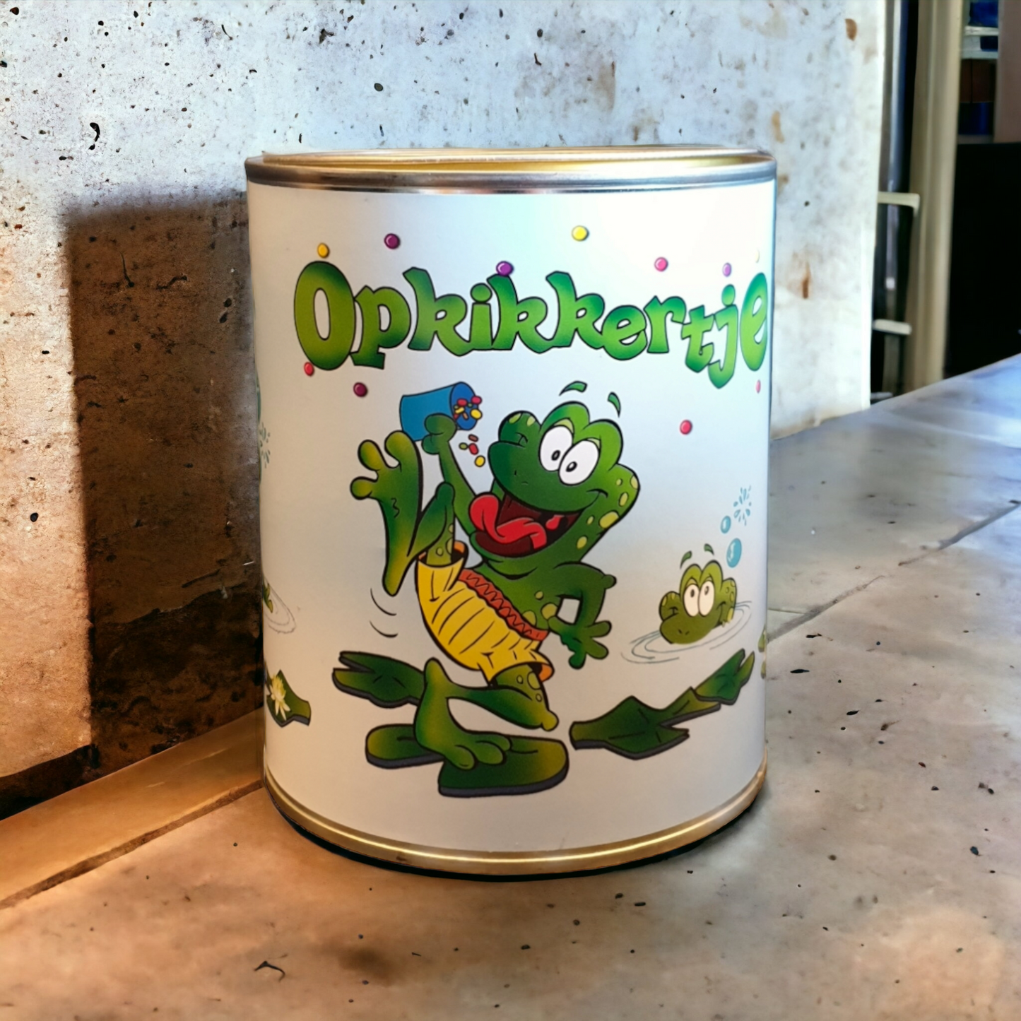Snoepblik "Opkikkertje"