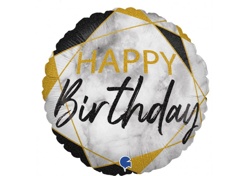 Happy Birthday - Marble black - folieballon