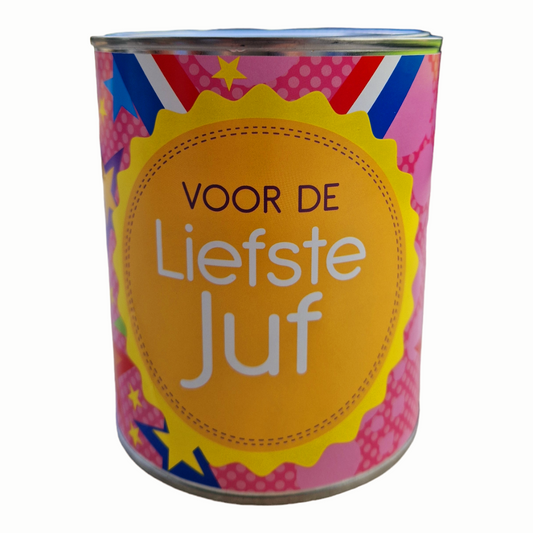 Snoepblik "voor de liefste juf"