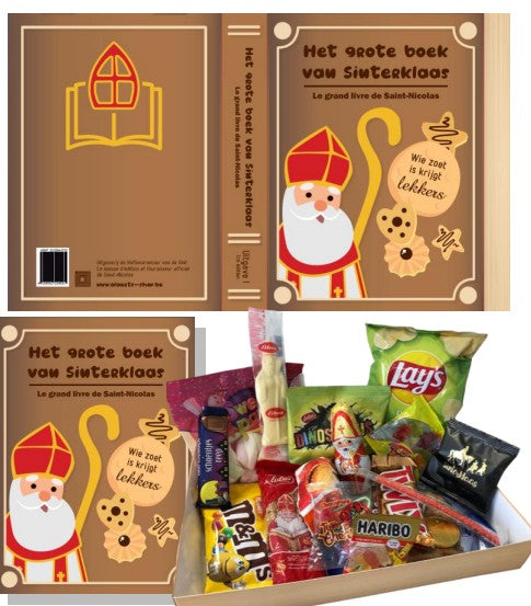 Rijkelijk gevuld dik boek met Sint snoep